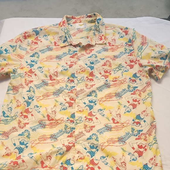 Wonder Woman Colorful Graphic Button Shirt - Picture 1 of 6